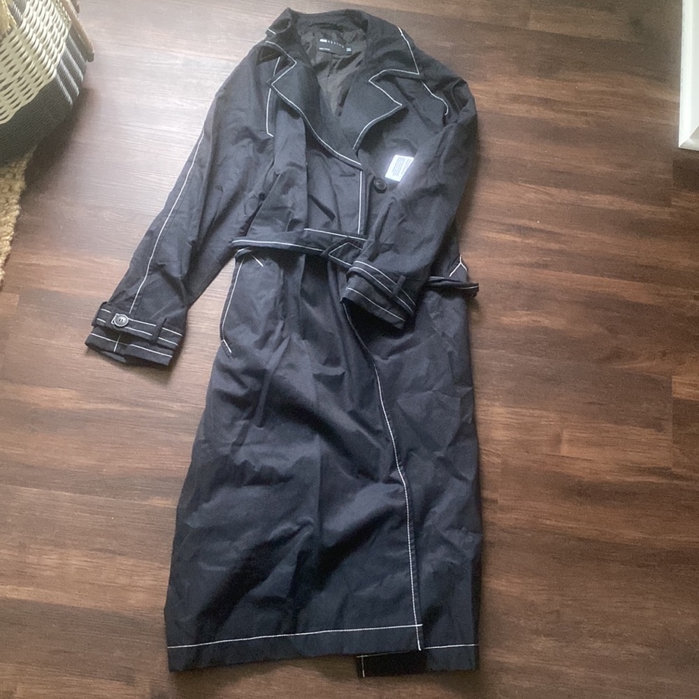 ASOS Contrast Stitch Black Trench Coat